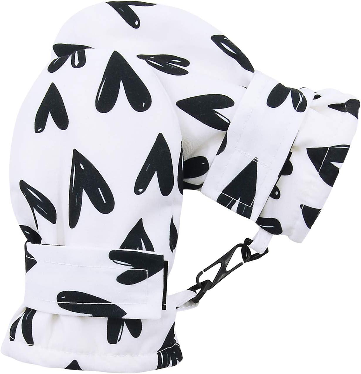 imageAmerican Trends Lined Fleece Toddler Mittens Winter Warm Gloves Child Ski Waterproof Snow Baby Mittens for Boys GirlsWhite