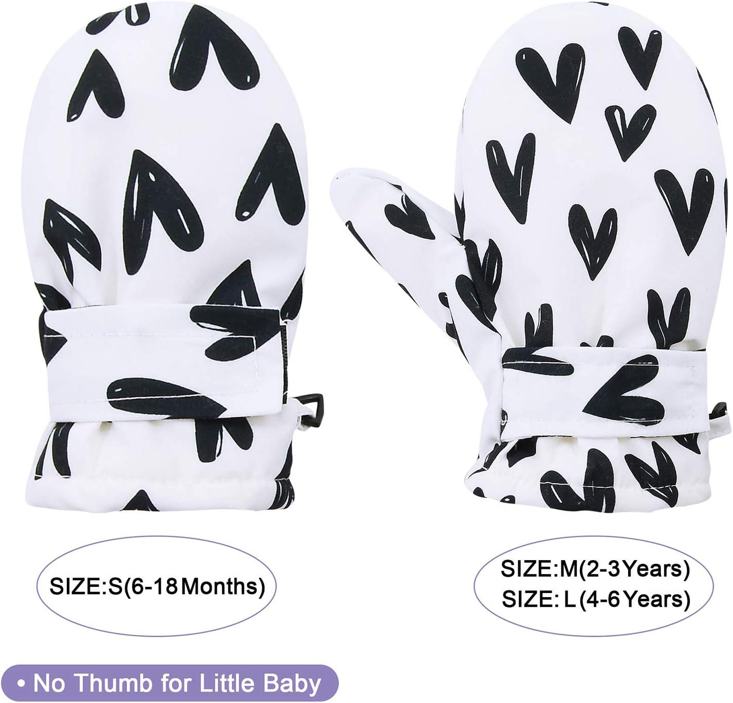 imageAmerican Trends Lined Fleece Toddler Mittens Winter Warm Gloves Child Ski Waterproof Snow Baby Mittens for Boys GirlsWhite Love