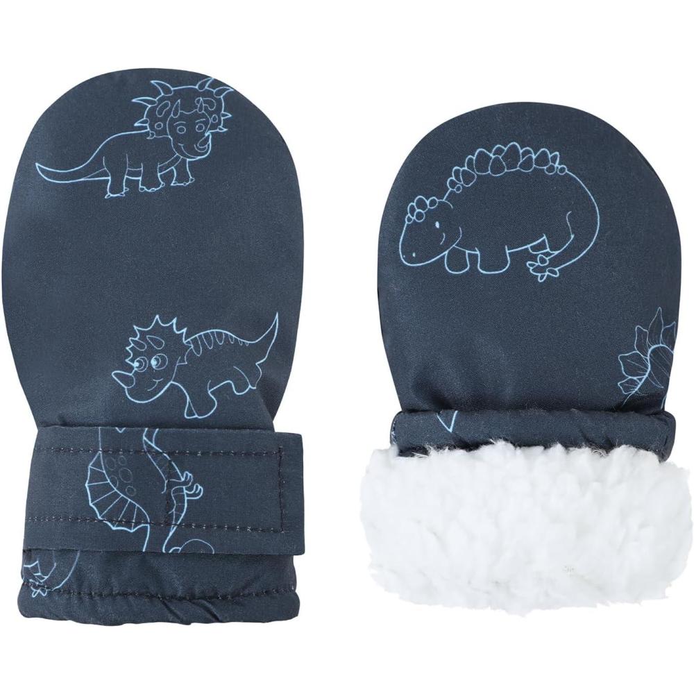 imageAmerican Trends Lined Fleece Toddler Mittens Winter Warm Gloves Child Ski Waterproof Snow Baby Mittens for Boys GirlsBaby Navy