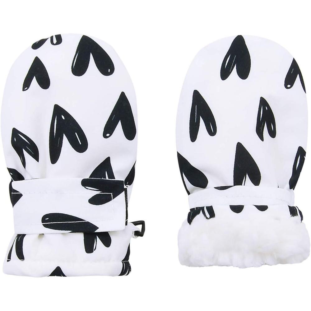 imageAmerican Trends Lined Fleece Toddler Mittens Winter Warm Gloves Child Ski Waterproof Snow Baby Mittens for Boys GirlsWhite