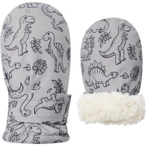 imageAmerican Trends Lined Fleece Toddler Mittens Winter Warm Gloves Child Ski Waterproof Snow Baby Mittens for Boys GirlsBaby Grey Print