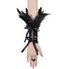 imageAmerican Trends Womens Lace Feather Long Gloves Gothic Mesh Witch Spider Web for Halloween Costume Accessories Costume1 Pair Black