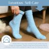 imageAmerican Trends Coral Fleece Cloud Fuzzy Socks UltraSoft Warm Sleep Socks Cozy Unisex SelfCare Gifts Boo Basket StuffersBlue