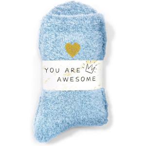imageAmerican Trends Coral Fleece Cloud Fuzzy Socks UltraSoft Warm Sleep Socks Cozy Unisex SelfCare Gifts Boo Basket StuffersBlue