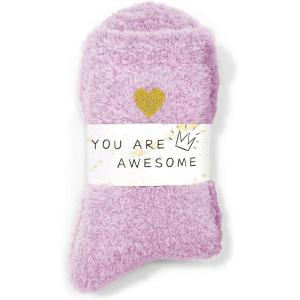 imageAmerican Trends Coral Fleece Cloud Fuzzy Socks UltraSoft Warm Sleep Socks Cozy Unisex SelfCare Gifts Boo Basket StuffersPurple