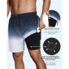 imageAmerican Trends Mens Swimsuits Mens Swim Trunks with Compression Liner Summer Beachwear Bathing Suit for Men Medium Black Grey Stripes