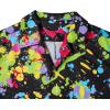 imageHawaiian Shirt for Men Button Down Short Sleeve Casual Beach Shirt Summer Wear Stylish Tropical Print ShirtsBlack Neon Splatter