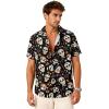 imageHawaiian Shirt for Men Button Down Short Sleeve Casual Beach Shirt Summer Wear Stylish Tropical Print ShirtsSugar Skull