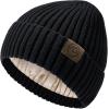 imageSatin Lined Beanie WomenWinter Hats for Women Silk Lined Beanie Cute Warm Knit Cuffed Hat Snow Ski CapA Black