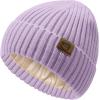 imageSatin Lined Beanie WomenWinter Hats for Women Silk Lined Beanie Cute Warm Knit Cuffed Hat Snow Ski CapLight Purple