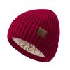 imageSatin Lined Beanie WomenWinter Hats for Women Silk Lined Beanie Cute Warm Knit Cuffed Hat Snow Ski CapWine Red