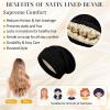 imageSatin Lined Slouchy Beanie WomenWinter Hats for Women Silk Lined Beanie for Winter Warm Cute Knit HatBlack