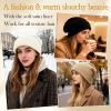 imageSatin Lined Slouchy Beanie WomenWinter Hats for Women Silk Lined Beanie for Winter Warm Cute Knit HatBlack