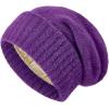 imageSatin Lined Slouchy Beanie WomenWinter Hats for Women Silk Lined Beanie for Winter Warm Cute Knit HatPurple
