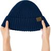 imageUnisex Satin Lined Beanie Warm Winter Hat Silk Lined Beanie for Women Men Knit Slouchy HatNavy