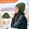 imageUnisex Satin Lined Beanie Warm Winter Hat Silk Lined Beanie for Women Men Knit Slouchy HatOlivegreen