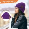 imageUnisex Satin Lined Beanie Warm Winter Hat Silk Lined Beanie for Women Men Knit Slouchy HatPurple