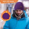 imageUnisex Satin Lined Beanie Warm Winter Hat Silk Lined Beanie for Women Men Knit Slouchy HatPurple