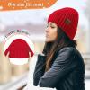 imageUnisex Satin Lined Beanie Warm Winter Hat Silk Lined Beanie for Women Men Knit Slouchy HatRed