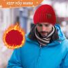 imageUnisex Satin Lined Beanie Warm Winter Hat Silk Lined Beanie for Women Men Knit Slouchy HatRed