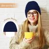 imageUnisex Satin ampamp Silk Lined Slouchy Warm Winter Hat  Knit Satin Lined Beanie for Women ampamp MenNavy