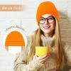imageUnisex Satin ampamp Silk Lined Slouchy Warm Winter Hat  Knit Satin Lined Beanie for Women ampamp MenOrange