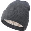 imageUnisex Satin ampamp Silk Lined Slouchy Warm Winter Hat  Knit Satin Lined Beanie for Women ampamp MenZ 2 Blackdark Grey