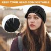 imageWomens Satin Lined Beanie Slouchy Winter Knit Hat Newsboy Hat with Brim Silk Lined BeanieBlack
