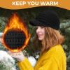 imageWomens Satin Lined Beanie Slouchy Winter Knit Hat Newsboy Hat with Brim Silk Lined BeanieBlack
