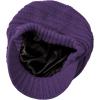 imageWomens Satin Lined Beanie Slouchy Winter Knit Hat Newsboy Hat with Brim Silk Lined BeanieDark Purple