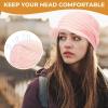 imageWomens Satin Lined Beanie Slouchy Winter Knit Hat Newsboy Hat with Brim Silk Lined BeanieLight Pink