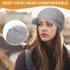 imageWomens Satin Lined Beanie Slouchy Winter Knit Hat Newsboy Hat with Brim Silk Lined BeanieLightgray