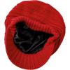 imageWomens Satin Lined Beanie Slouchy Winter Knit Hat Newsboy Hat with Brim Silk Lined BeanieRed
