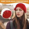 imageWomens Satin Lined Beanie Slouchy Winter Knit Hat Newsboy Hat with Brim Silk Lined BeanieRed