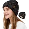 imageSatin Lined Beanie WomenWinter Hats for Women Silk Lined Beanie Cute Warm Knit Cuffed Hat Snow Ski CapBlack Mix