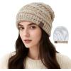 imageSatin Lined Beanie WomenWinter Hats for Women Silk Lined Slouchy Cute Beanie for Winter Warm Knit Ski HatMix Beige