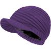 imageWomens Satin Lined Beanie Slouchy Winter Knit Hat Newsboy Hat with Brim Silk Lined BeanieDark Purple