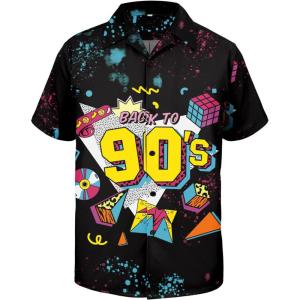 imageHawaiian Shirt for Men Button Down Short Sleeve Casual Beach Shirt Summer Wear Stylish Tropical Print ShirtsVintage 90s