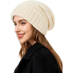 imageSatin Lined Slouchy Beanie WomenWinter Hats for Women Silk Lined Beanie for Winter Warm Cute Knit HatBeige