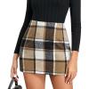 imagePlaid Skirts for Women High Waist Pencil Bodycon Mini Skirt Fall Winter OutfitsCoffee