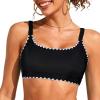 imageSports Bikini Tops for Women Swim Bra Wirefree Workout Swimsuit Top Comfortable Support for Swimming Beach Active WearBlack Trim