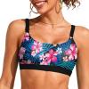 imageSports Bikini Tops for Women Swim Bra Wirefree Workout Swimsuit Top Comfortable Support for Swimming Beach Active WearPink Colorful Flowers