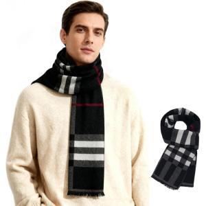 imageAmerican Trends Mens Scarf Plain Solid Color Winter Scarf for Men Unisex Tassel Warm Soft ScarfsBlack  Grey  Beige