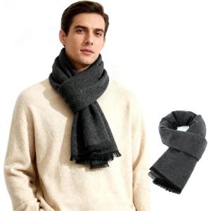 imageAmerican Trends Mens Scarf Plain Solid Color Winter Scarf for Men Unisex Tassel Warm Soft ScarfsDark Grey