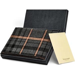 imageAmerican Trends Mens Winter Scarf with Gift Box  Plaid and Solid Scarf for Men Cold Weather Warm Scarves Winter GiftOrange Stripe