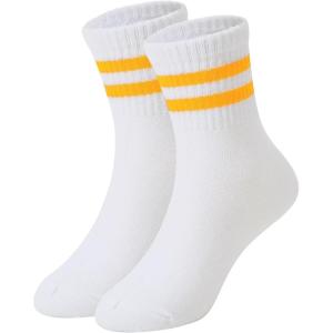 imageAmerican Trends Kids Athletic Boys Girls Crew Socks Toddler Striped Socks School Uniform Socks 4 Pairs 412 Years1 Pair Yellow Stripes