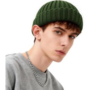imageFisherman Beanie Mens Winter Hat  Stretch Fit Skull Cap Warm Knit Hats for Skiing Hiking CampingArmy Green