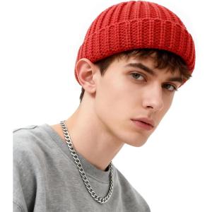 imageFisherman Beanie Mens Winter Hat  Stretch Fit Skull Cap Warm Knit Hats for Skiing Hiking CampingRed