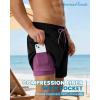 image:imageAmerican Trends Mens Swim Trunks with Compression Liner Quick Dry Swimsuit 5 Mens Board ShortsBlack With Purple Liner