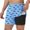 image:imageAmerican Trends Mens Swimsuits Mens Swim Trunks with Compression Liner Summer Beachwear Bathing Suit for Men5 Black Shark Blue